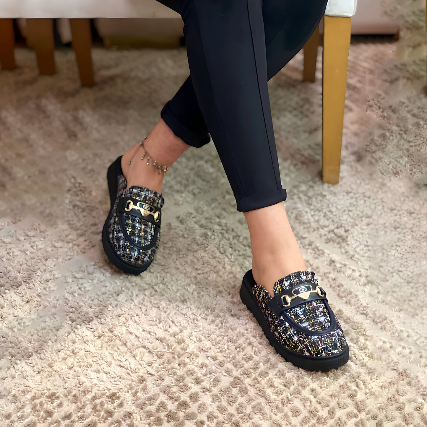 Mules Tweed Chic - Multi-couleur