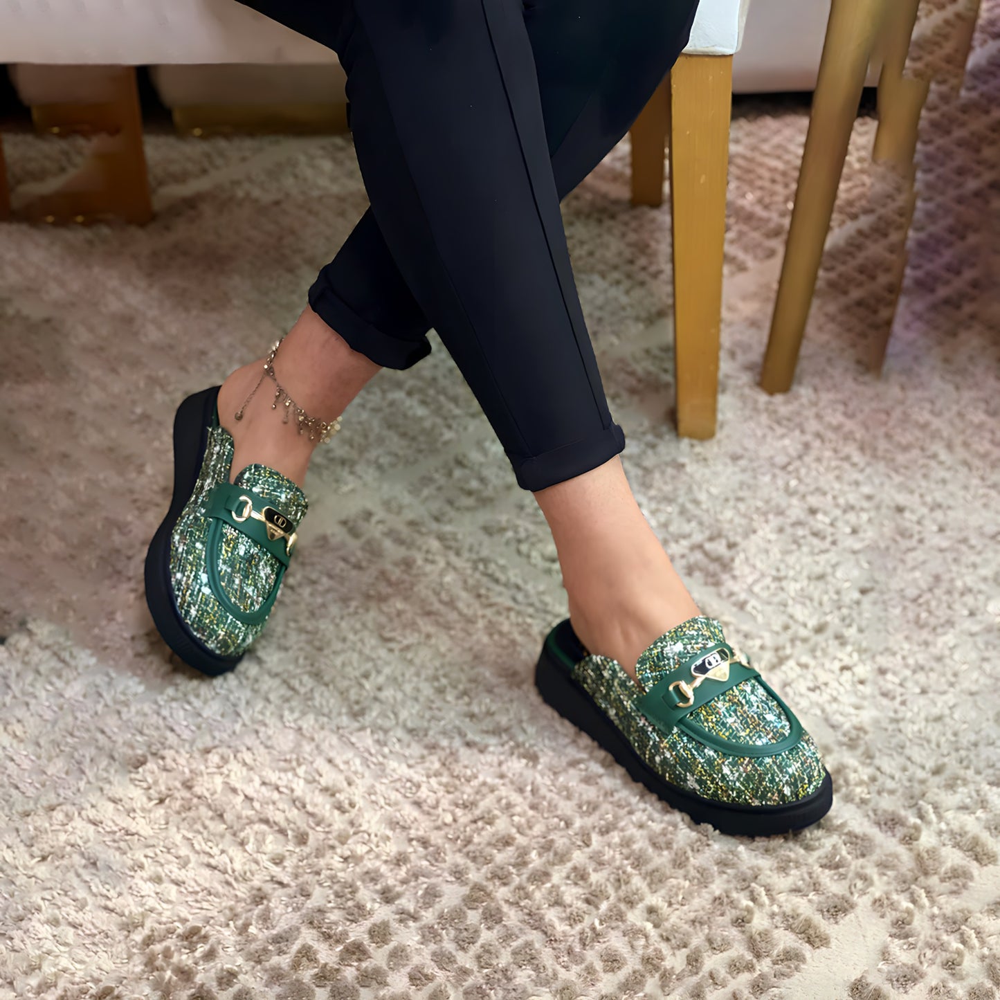 Mules Tweed Chic - Multi-couleur