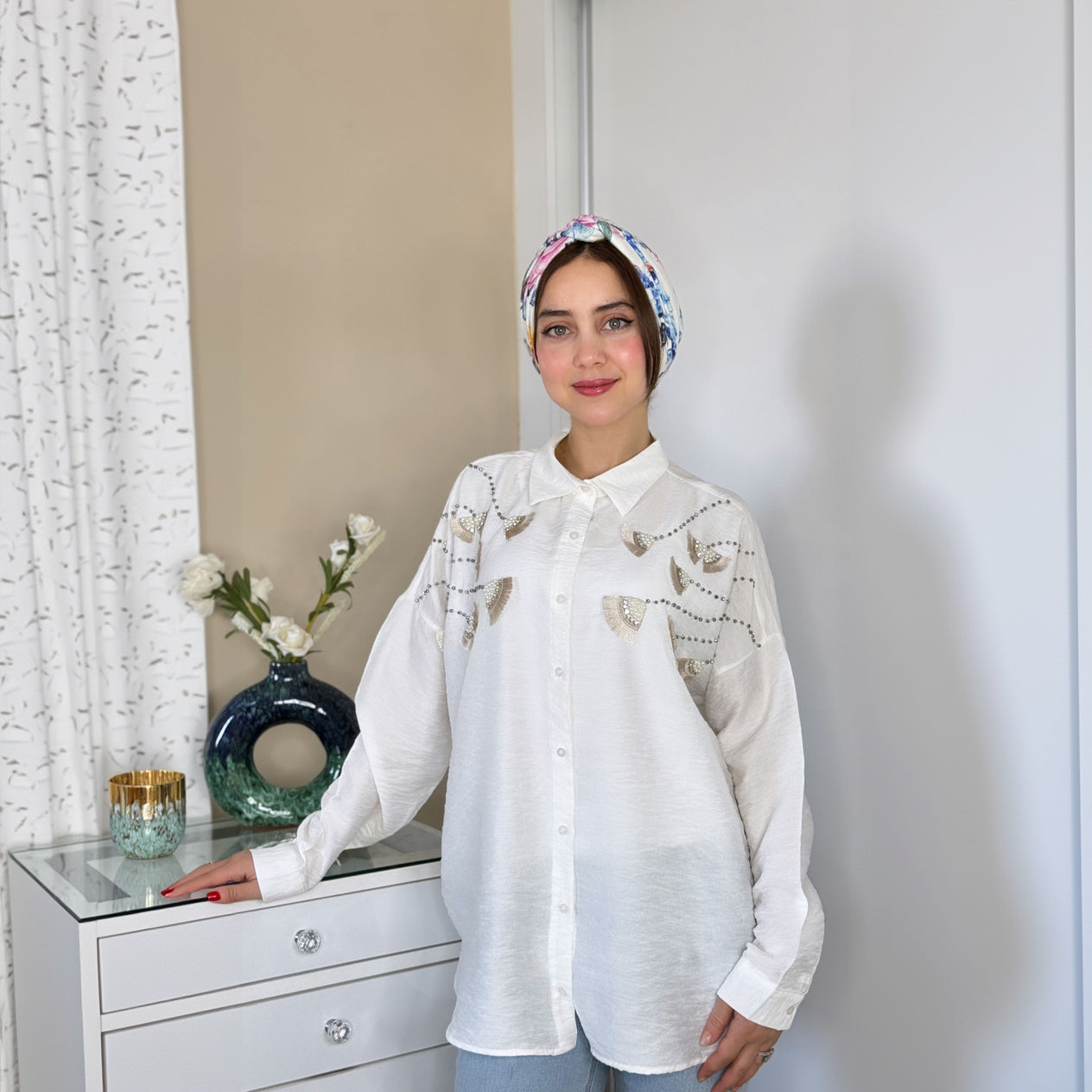 Chemise Élégance en lin avec motif | Importée 🇹🇷