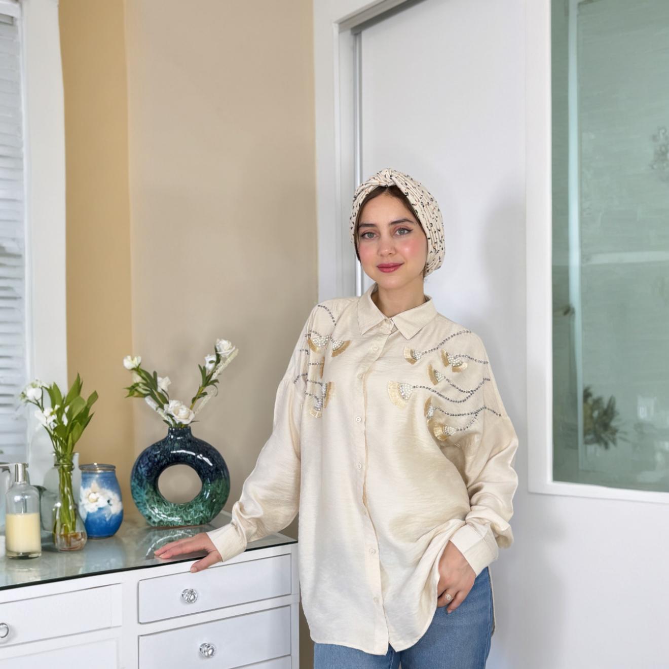 Chemise Élégance en lin avec motif | Importée 🇹🇷