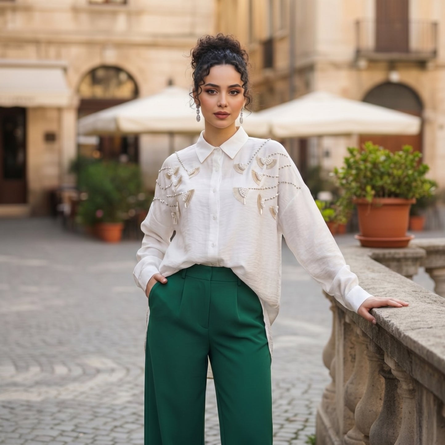 Chemise Élégance en lin avec motif | Importée 🇹🇷