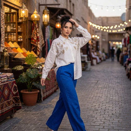 Chemise Élégance en lin avec motif | Importée 🇹🇷