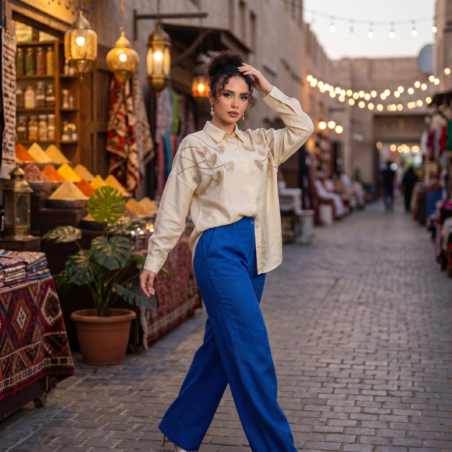 Chemise Élégance en lin avec motif | Importée 🇹🇷