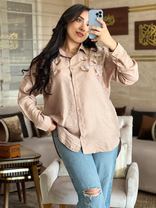 Chemise Élégance en lin avec motif | Importée 🇹🇷