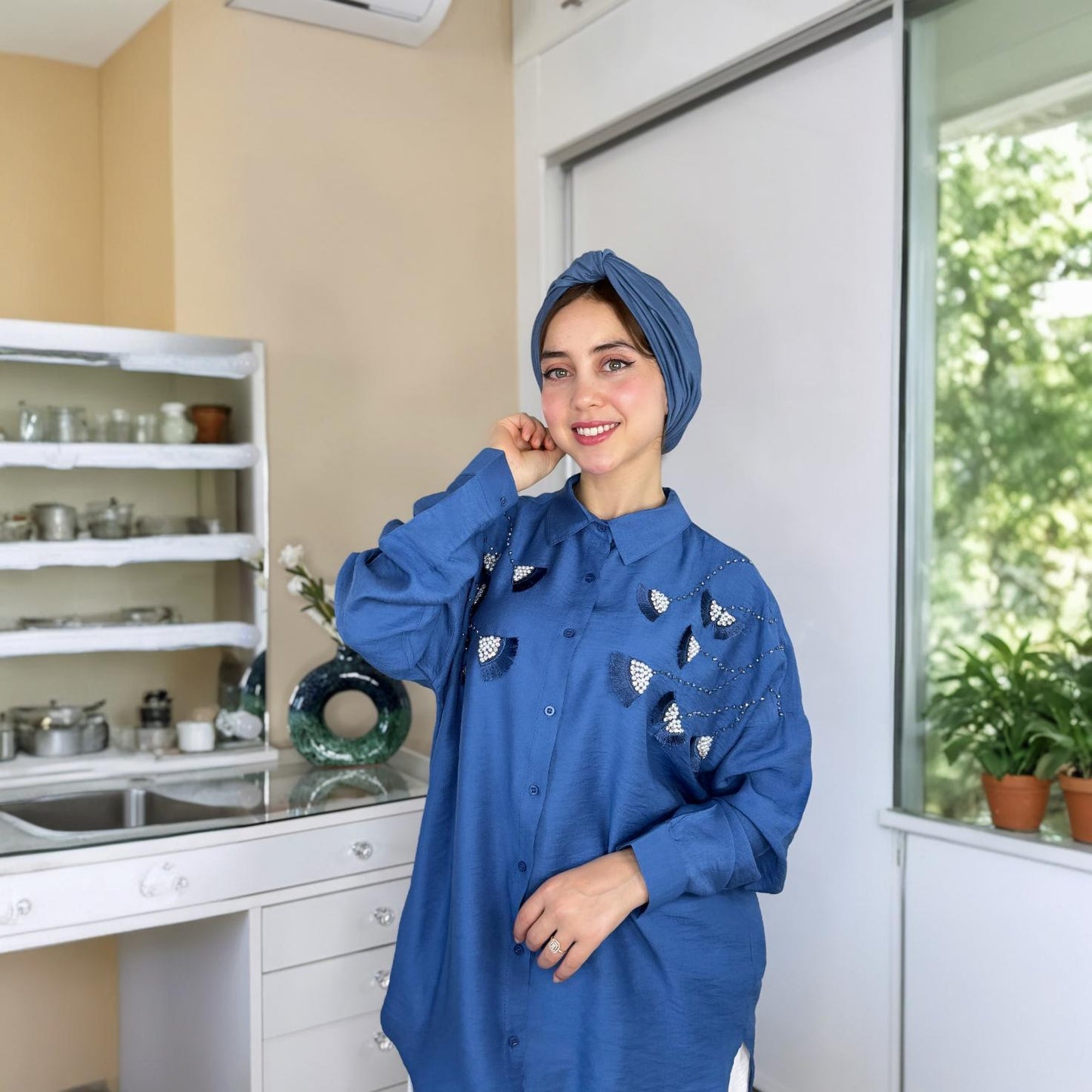 Chemise Élégance en lin avec motif | Importée 🇹🇷