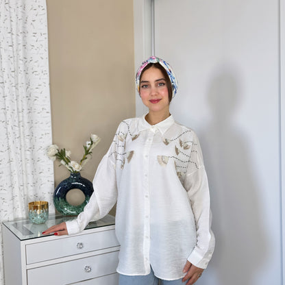 Chemise Élégance en lin avec motif | Importée 🇹🇷