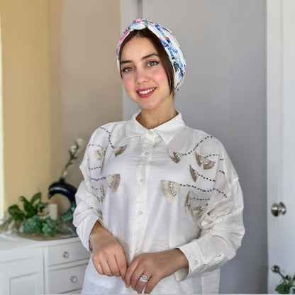 Chemise Élégance en lin avec motif | Importée 🇹🇷