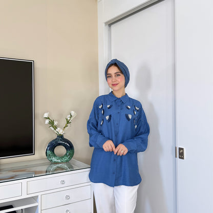 Chemise Élégance en lin avec motif | Importée 🇹🇷