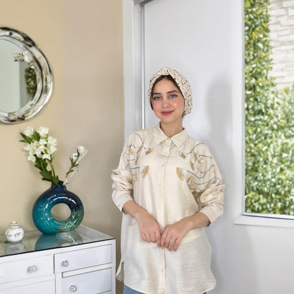 Chemise Élégance en lin avec motif | Importée 🇹🇷